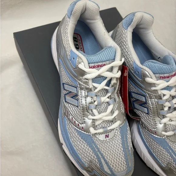New Balance Women's Silver and Blue Sneakers - Picture 3 of 6